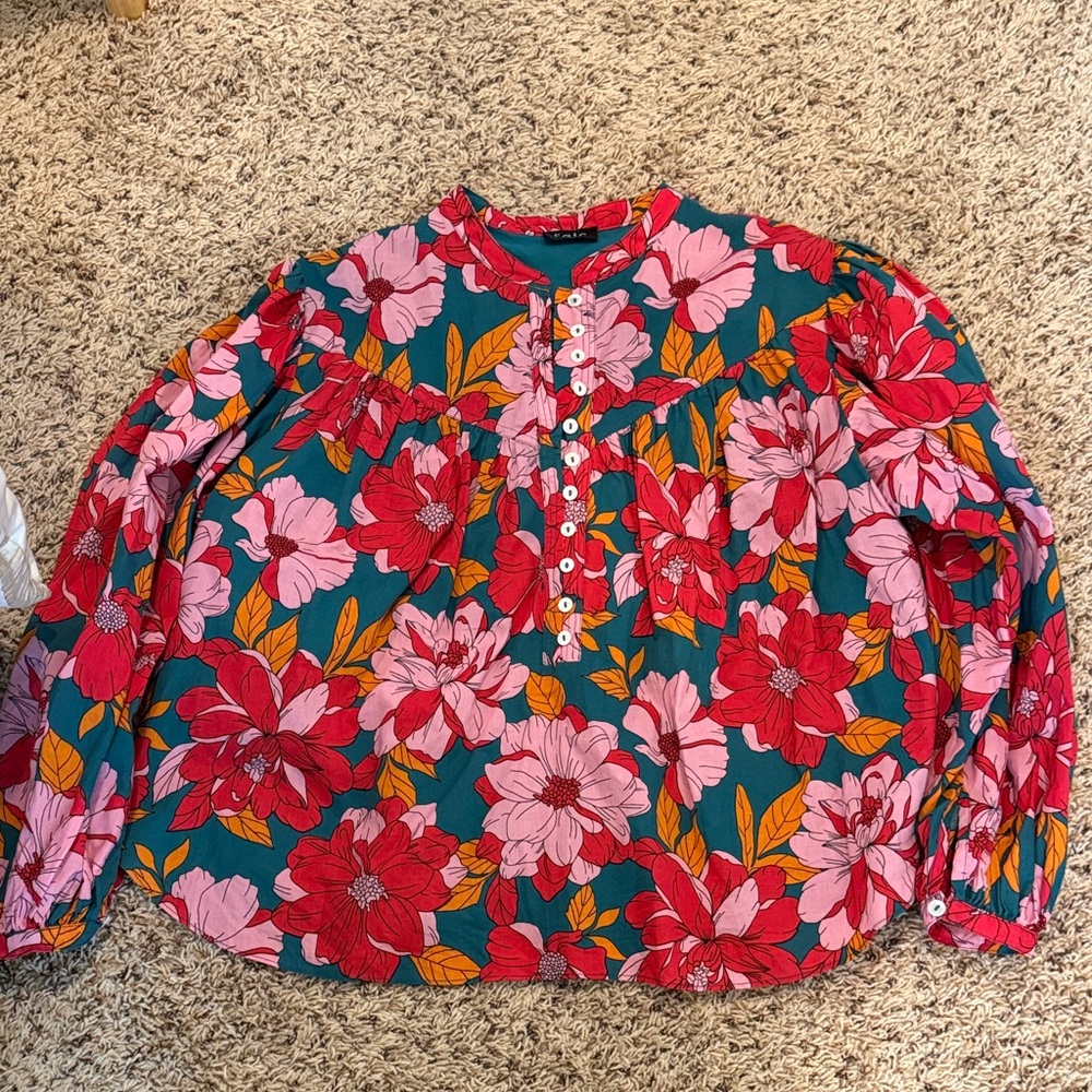 Fate Floral Blouse in Red and Pink